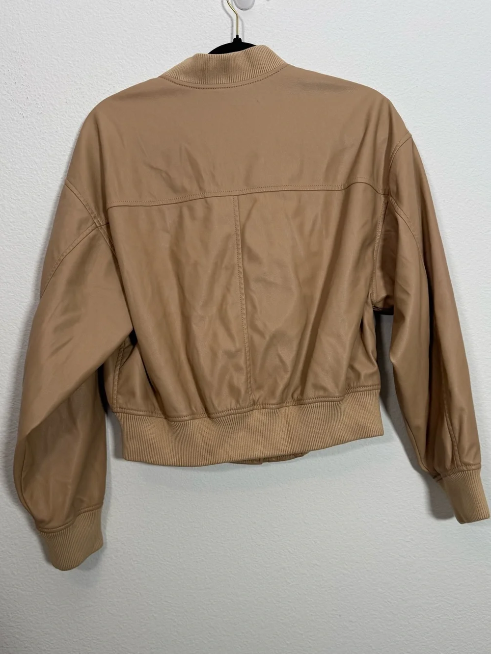 3.1 Phillip Lim Beige Leather Bomber Jacket Minimalist Quiet Luxury‎ Cropped